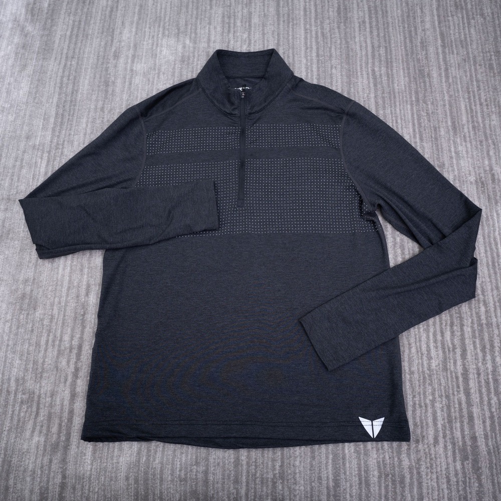 Korsa Roadrunner Sports Men Large Quarter Zip Pullover Charcoal Gray Running Top